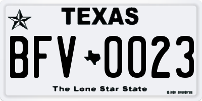 TX license plate BFV0023