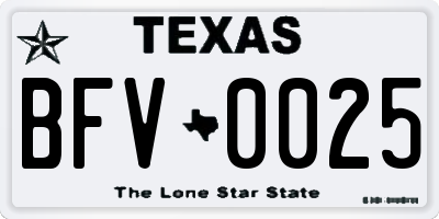 TX license plate BFV0025