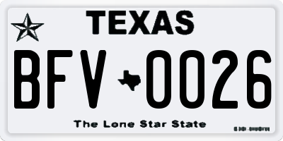 TX license plate BFV0026