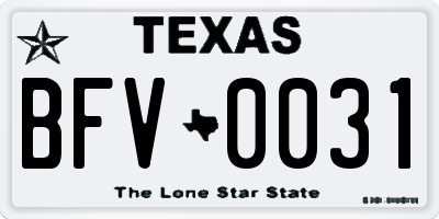 TX license plate BFV0031