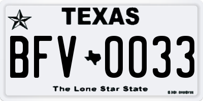 TX license plate BFV0033