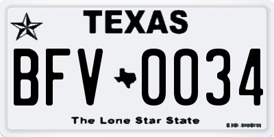 TX license plate BFV0034