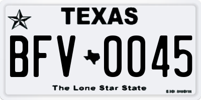 TX license plate BFV0045