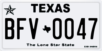 TX license plate BFV0047