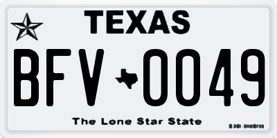 TX license plate BFV0049