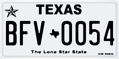 TX license plate BFV0054