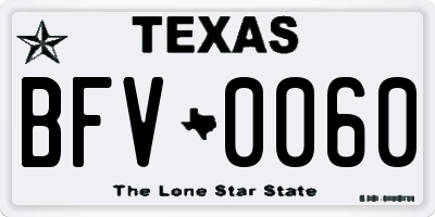 TX license plate BFV0060