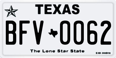 TX license plate BFV0062