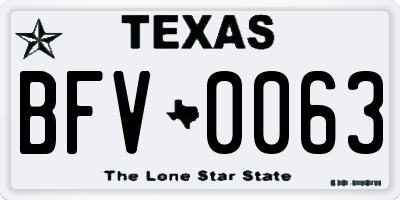 TX license plate BFV0063