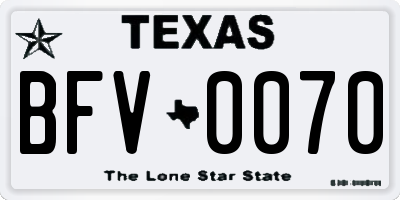 TX license plate BFV0070