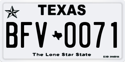 TX license plate BFV0071