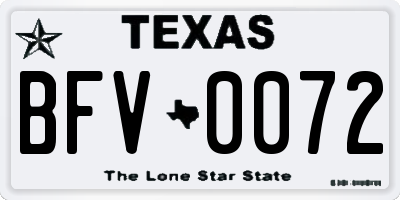 TX license plate BFV0072