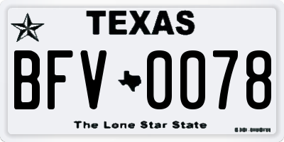 TX license plate BFV0078