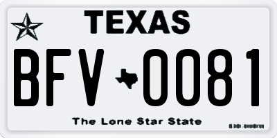 TX license plate BFV0081
