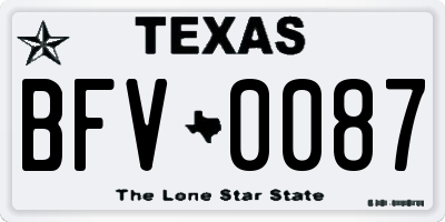 TX license plate BFV0087