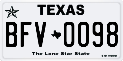 TX license plate BFV0098
