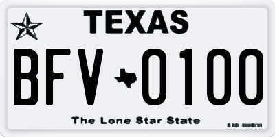 TX license plate BFV0100