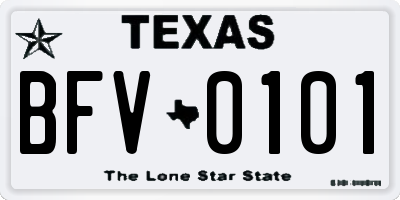 TX license plate BFV0101