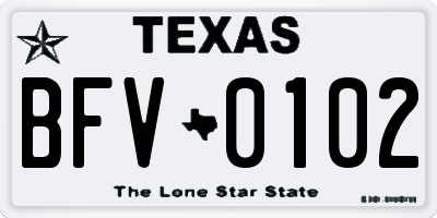 TX license plate BFV0102
