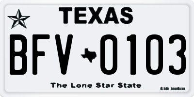 TX license plate BFV0103