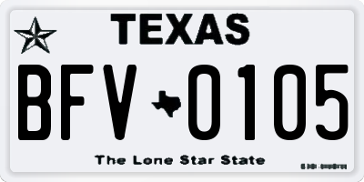TX license plate BFV0105