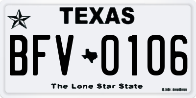TX license plate BFV0106