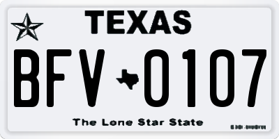 TX license plate BFV0107