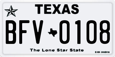 TX license plate BFV0108
