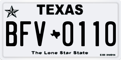 TX license plate BFV0110