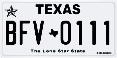 TX license plate BFV0111