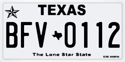 TX license plate BFV0112
