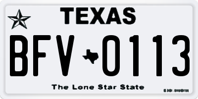 TX license plate BFV0113