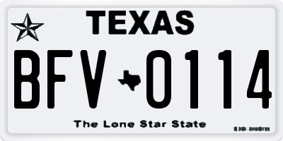TX license plate BFV0114