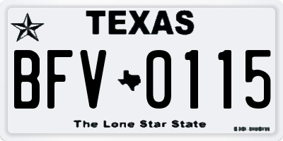 TX license plate BFV0115