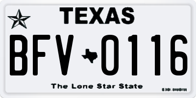 TX license plate BFV0116