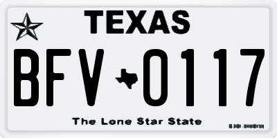 TX license plate BFV0117