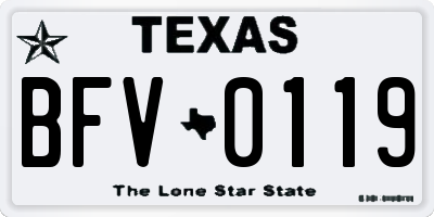 TX license plate BFV0119