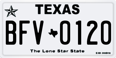 TX license plate BFV0120