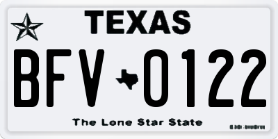 TX license plate BFV0122