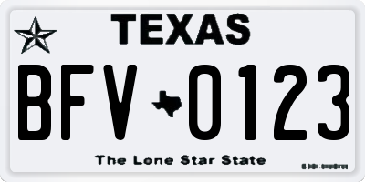 TX license plate BFV0123