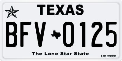 TX license plate BFV0125