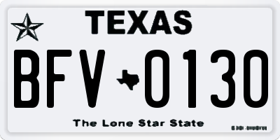 TX license plate BFV0130