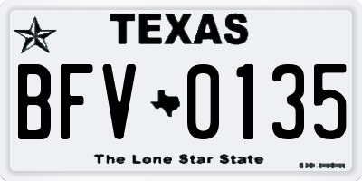 TX license plate BFV0135