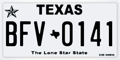TX license plate BFV0141