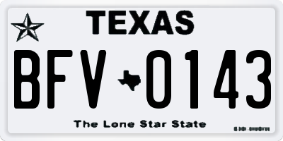 TX license plate BFV0143
