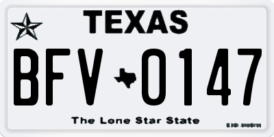 TX license plate BFV0147
