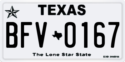 TX license plate BFV0167
