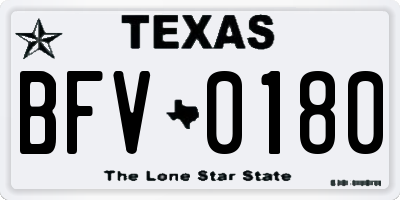TX license plate BFV0180