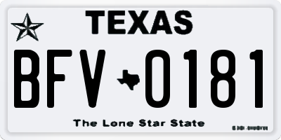 TX license plate BFV0181