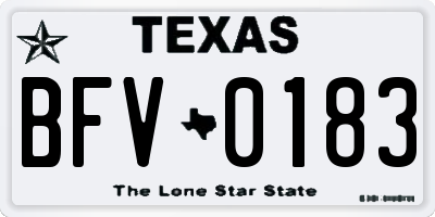 TX license plate BFV0183